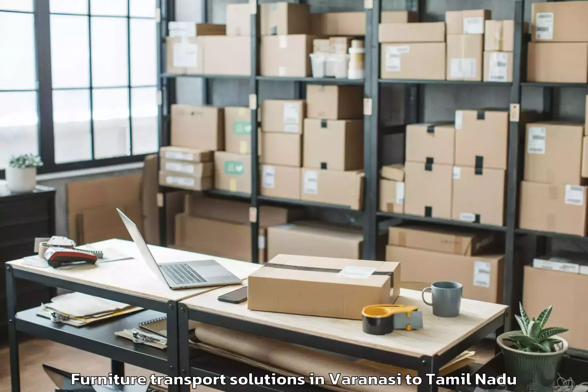 Book Varanasi to Thottiyam Furniture Transport Solutions Online